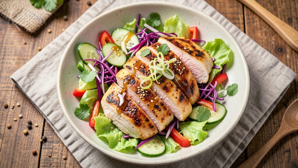 Asian Grilled Chicken Salad Recipe: Smoky Lime and Sesame-Crusted Bites