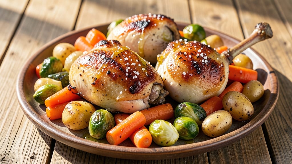 Baked Chicken Thighs and Veggies Recipe: Juicy Skin, Silky Meat, and Roasted Veggie Harmony