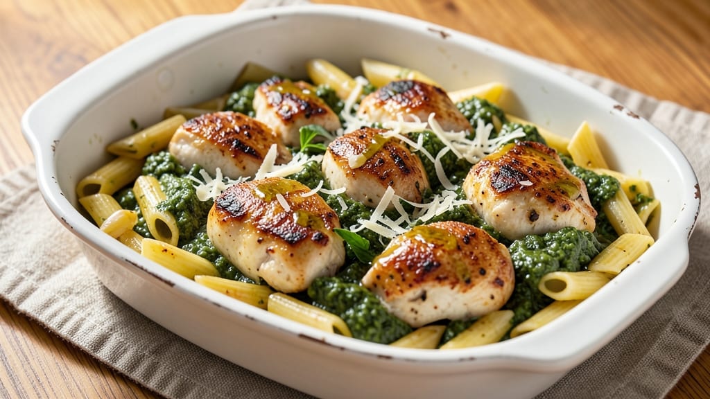Baked Chicken Pesto Pasta Recipe: One-Pan Herb-Packed Dinner in 35 Minutes