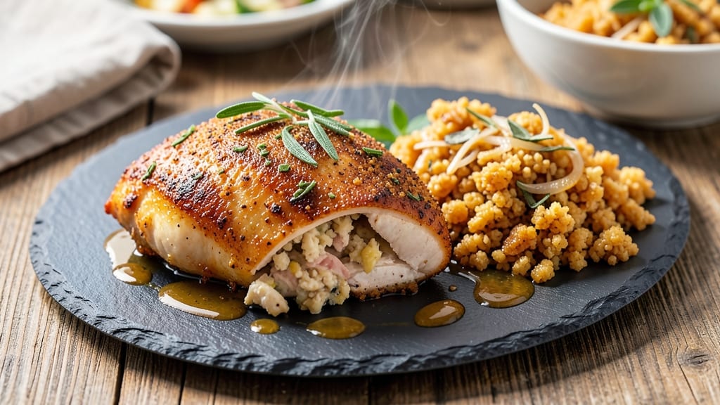 Baked Chicken Breast With Stove Top Stuffing Recipe: Juicy Roast and Savory Stuffing in One Pan