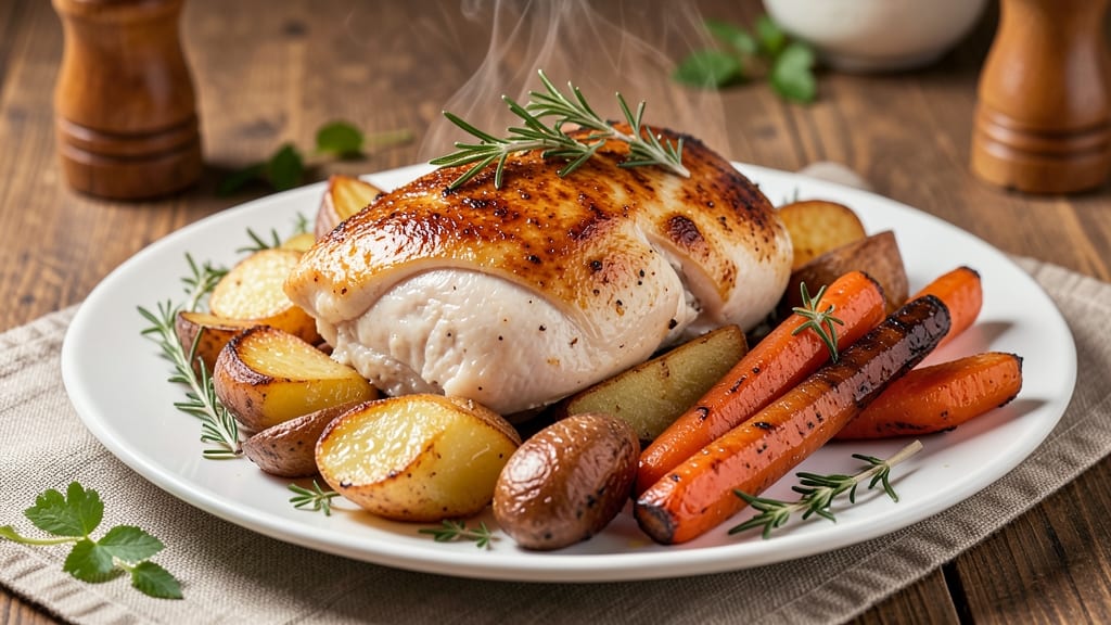 Baked Chicken Breast With Potatoes and Carrots Recipe: One-Pan Roast With Herbed Crispy Top