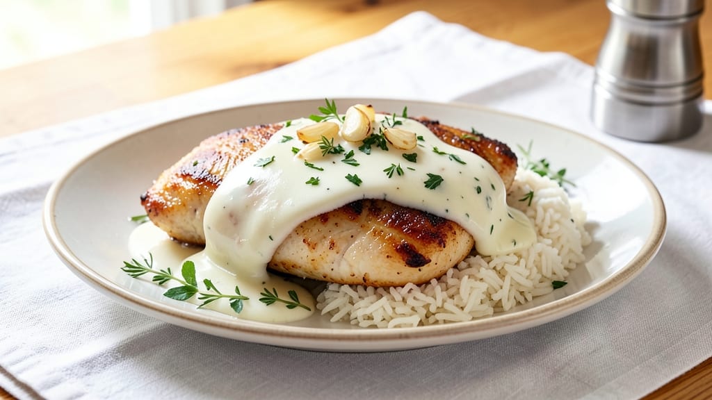 Barefoot Contessa Chicken Divan Recipe with Rice: Crispy Herb-Crusted Top Over Creamy Mushroom Sauce