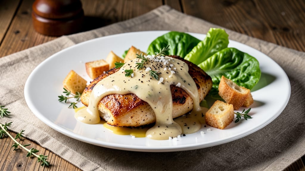 Baked Caesar Chicken With Creamy Parmesan Sauce Recipe: Crispy Parmesan Crust Meets Juicy Centers