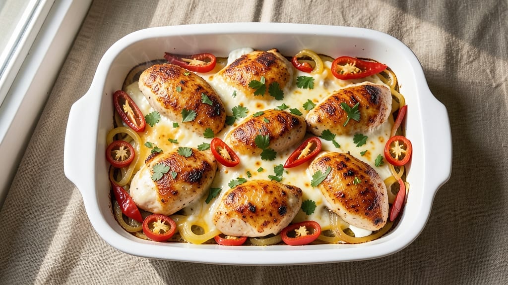 Baked Jalapeño Popper Chicken Recipe: Spicy Cheese-Stuffed Crunch in One Pan