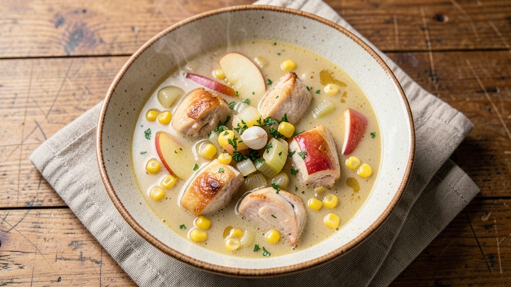 Apple Corn Chicken Soup Recipe: Sweet-Savory Comfort With Crispy Chicken Bites