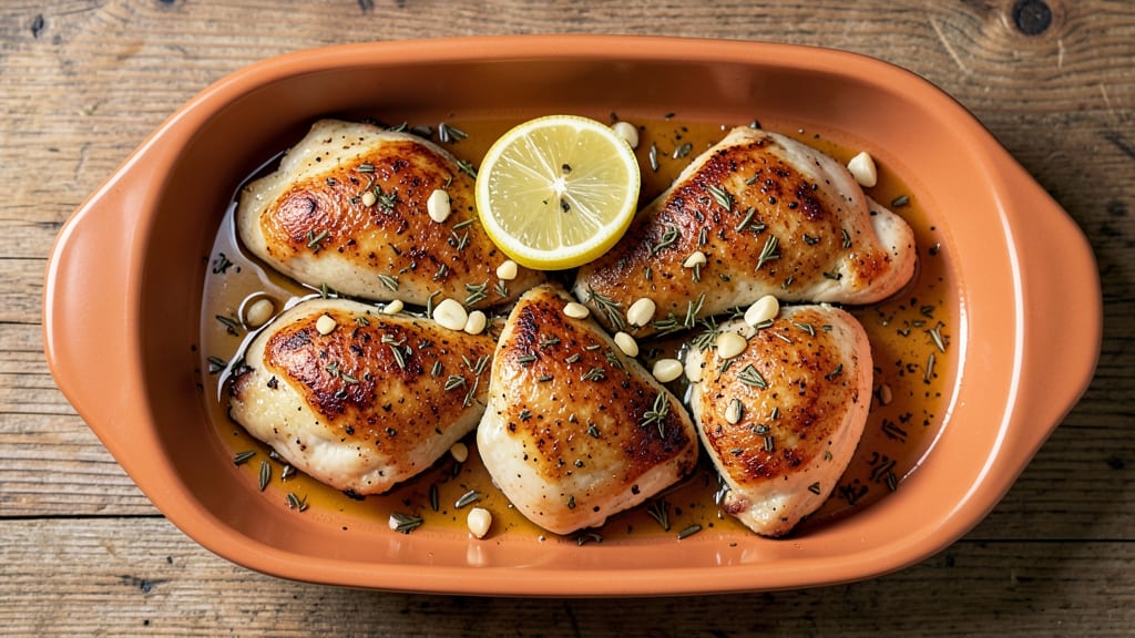 Baked Lemon Garlic Chicken Thighs Recipe: Zesty Crisp Skin and Juicy Centers