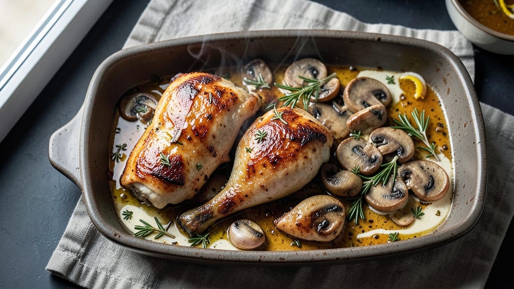 Baked Chicken Thighs With Mushrooms Recipe: Savory Herb-Crusted Bites in One Pan
