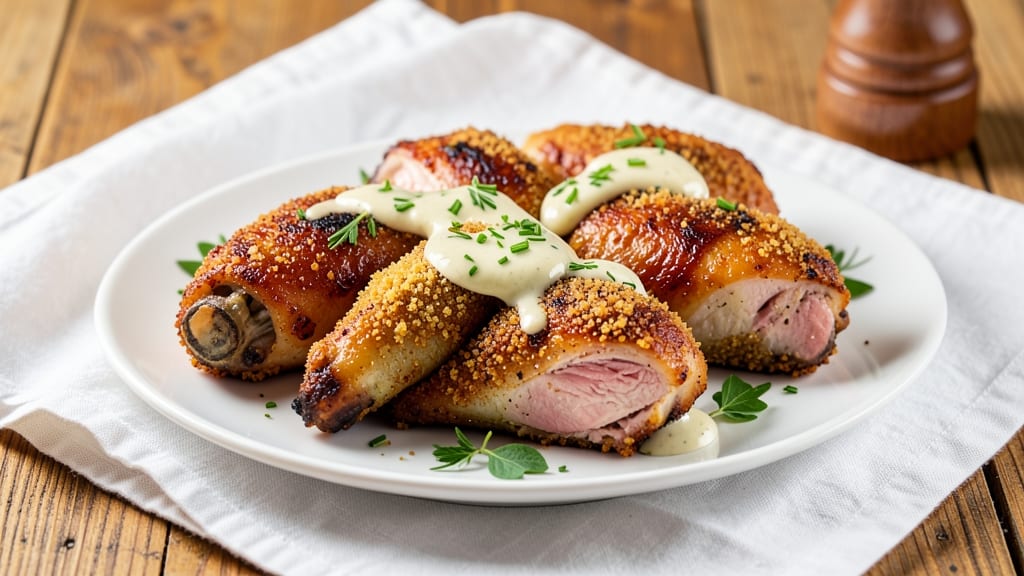 Baked Chicken Thighs Recipe with Ranch Dressing: Crispy Parmesan Crust Meets Cool Creamy Dip