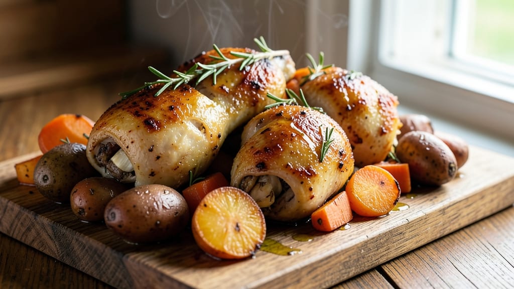 Baked Chicken Thighs With Potatoes and Carrots Recipe: One-Pan Roast for Hands-Off Dinner