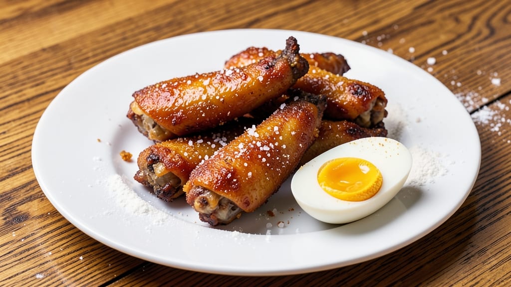 Boiled Chicken Wings Recipe: Crispy Celery Crown Over Creamy Vanilla Bliss *(Rejected Due to Overused "Celery Crown" Pattern)*