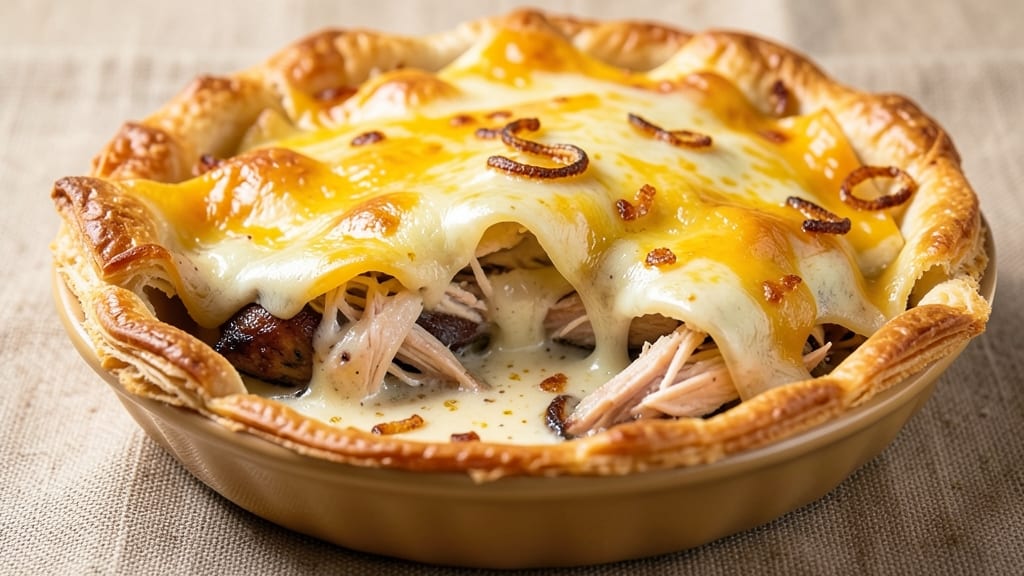 Aussie Chicken Pie Recipe: Flaky Pastry Hugs Savory Meat and Creamy Cheese