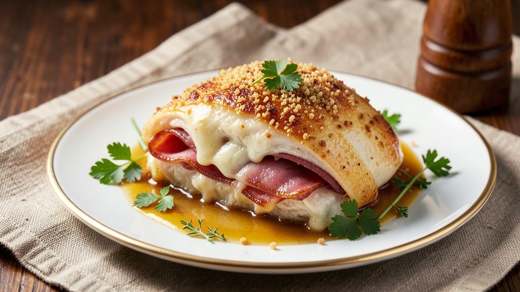 Baked Stuffed Chicken Cordon Bleu Recipe: Swiss Cheese and Ham Layers Baked to Juicy Perfection