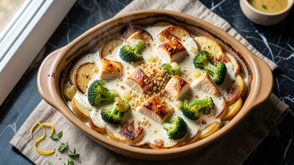 Baked Potato Chicken and Broccoli Casserole Recipe: Cheesy Crisp Top and Creamy Comfort
